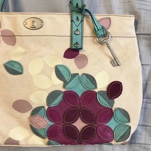 Fossil Canvas and Leather Tote Purse